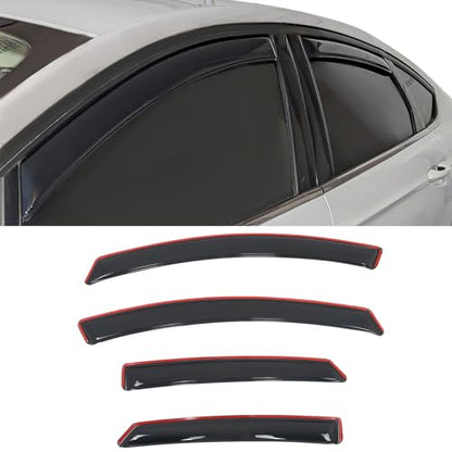 IKON MOTORSPORTS in Channel Window Visors Compatible with 2013-2020 Ford Fusion, Slim Style Acrylic Smoke Rain Guards, Side Window Wind Deflectors 4PCS