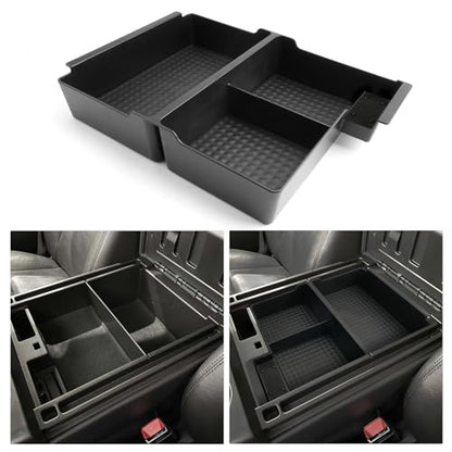 for Center Console Armrest Organizer Tray ABS Materials Compatible with 2007–2013 Chevrolet Silverado/Sierra/Yukon&Yukon XL/Tahoe/Suburban/Avalanche–Jump Seats - color: Silverado/Sierra/Yukon/Tahoe/Suburban 07-13