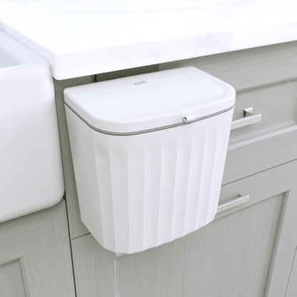 Glad Roomate Under Counter Waste Bin | Space Saving Small Trash Can for Kitchen Cabinet, Bathroom or Office | Dual Lid for Ease of Opening, 7 Liter, White - size: 7L