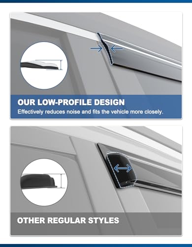 6pcs Out-Channel Window Rain Guards Fit for 2011-2021 Jeep Grand Cherokee, Extra Durable Window Visors Vent Visors Vent Shades Wind Deflector Dark Smoke Car Tape-on 6-pcs with Thicker - size: Fit for 2011-2021 Jeep Grand Cherokee