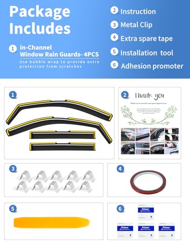 in-Channel Window Rain Guards Fit for Chevy Tahoe/Cadillac Escalade/GMC Yukon 2021-2026 Rain Guard Extra Durable Window Deflectors Window Vent Visors Vent Shades Exterior Car Accessories - size: 2021-2026 Chevy Tahoe/Cadillac Escalade/GMC Yukon