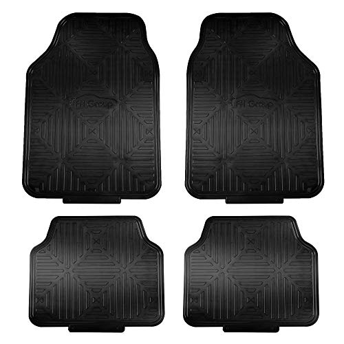 FH Group Automotive Floor Mats - Heavy-Duty Metallic Rubber Floor Mats for Cars, Universal Fit Full Set, Climaproof Floor Mats, Trimmable Floor Mats for Most Sedan, SUV, Truck Floor Mats Black - color: Black