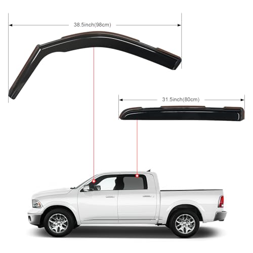 Nilight in Channel Rain Guards for Dodge RAM 1500 2019-2026 Crew Cab Side Window Vent Visors for Rainy Weather, Highway Driving, Sun Glare & Wind Noise Reduction-4pcs - size: RAM 1500 2019-2026 Crew Cab