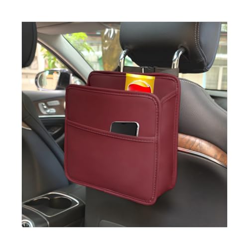 Zpana Car Seat Back Organizer, Leather Multipurpose Hanging Vehicle Backseat Headrest Storage Bag, Automotive Pouch Pocket Organizer for Kids & Adults, Universal for Truck SUV Sedan (Red) - color: Red