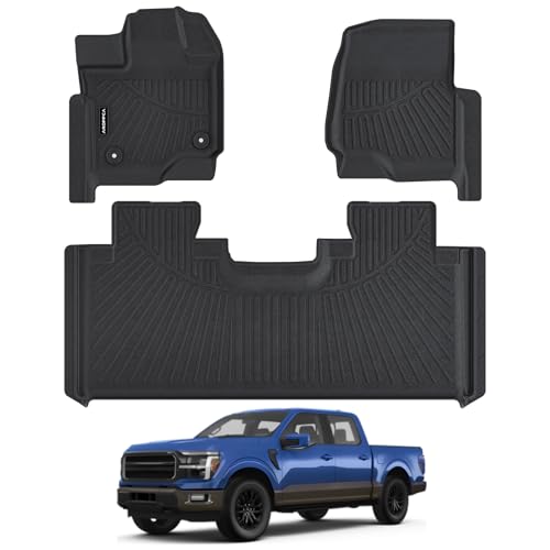 All Weather Car Floor Mats for 2015-2025 Ford F-150 Super Cab/Extended Cab with 1st Row Bench Seats Only (Not for SuperCrew Cab), TPE Rubber Floor Liners Anti-Slip Automotive Mats for F150 Accessories - size: Floor Mats for F150 Super Cab