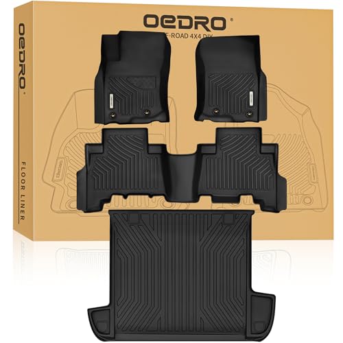 OEDRO Floor Mats & Cargo Liner Fit for Toyota 4Runner 2013-2024(Only 5 Seater, Not Fit 7 Seats), Custom Fit TPE All Weather Floor Liners for 4Runner Accessories, 1st & 2nd Row Car Mats Full Set, Black - style: 13-24 4Runner Full Mat Set
