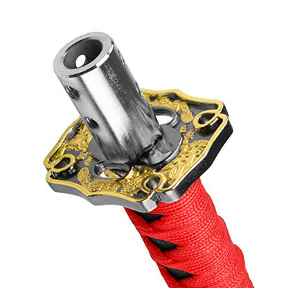 JDMBESTBOY Samurai Sword Red Black Shift Knob Shifter Alloy Katana Adapters Universal 26cm - color: Red Black, size: 26cm