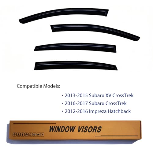 Window Visors Rain Guards fits 2013 2014 2015 XV CrossTrek, Out-Channel Window Wind Deflectors Vent Shades Accessories for 2016-2017 CrossTrek, 2012-2016 Impreza Hatchback, Dark Smoke 4 Pcs - size: 2013-2015 XV CrossTrek