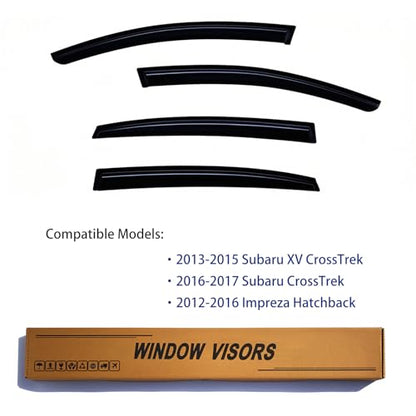Window Visors Rain Guards fits 2013 2014 2015 XV CrossTrek, Out-Channel Window Wind Deflectors Vent Shades Accessories for 2016-2017 CrossTrek, 2012-2016 Impreza Hatchback, Dark Smoke 4 Pcs - size: 2013-2015 XV CrossTrek