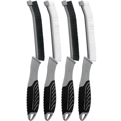 VIKING Car Detailing Brush Set for Car Cleaning Kit, Multi-Purpose Interior Car Cleaner Brush Set for Interior Detail, Includes Medium Bristles and Stiff Bristles, 4 Pack, Black/White