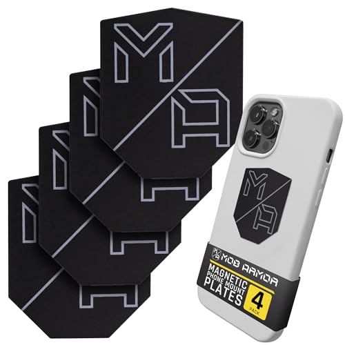 Mob Armor MobNetic Plate - Phone Magnet Plate Compatible for iPhone & Android - 0.02" Thick Metal - 3M VHB Adhesive Magnetic Plate for Phone Mount for Cars, Trucks, Motorcycles & Athletes - 4 Pack - size: 4 Pack