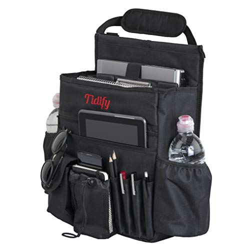 Tidify Back Seat Car Organizer with Dedicated Tablet and Laptop Storage Stabilizing Side Straps Soft Adjustable Shoulder Strap and Hardened Buckles Your Office Away from Office