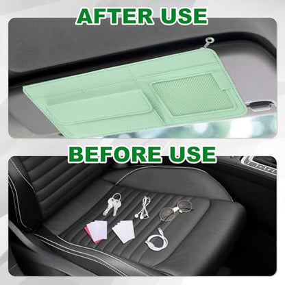 PATIKIL 1Pcs Car Sun Visor Organizer, 12.8 x 6.5Inch PU Leather Vehicle Storage Pouch Holder for Sunglasses Card Pen Driver License Car Accessories, Black