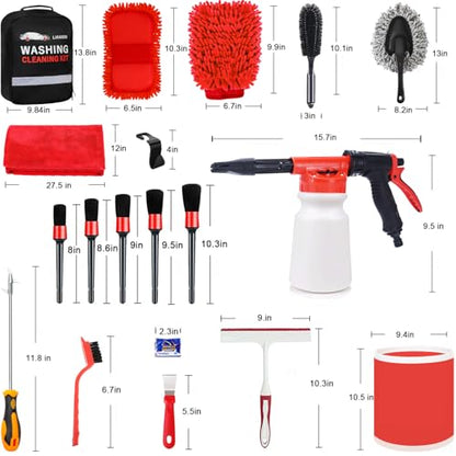 LIANXIN Car Wash Kit - Car Cleaning Kit,Car Wash Kit with Foam Gun, Microfiber Sponge and Towels,Tire Brush, Collapsible Bucket,Car Wash Foam Gun - size: XXL-30