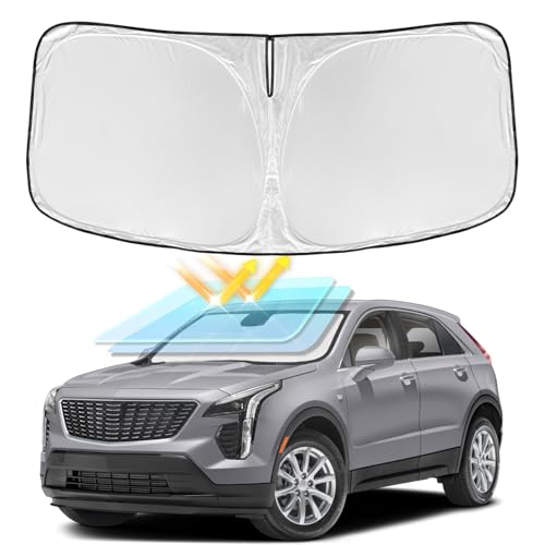 for Cadillac XT4 2019-2025 2026 Windshield Sun Shade - 4 Layers Car Sunshades for Front Windows Shade Cover Custom Fit XT4 Sun Visor 250T Retractable Shade Blocks UV Rays Car Accessories - size: for Cadillac XT4 2019-2026