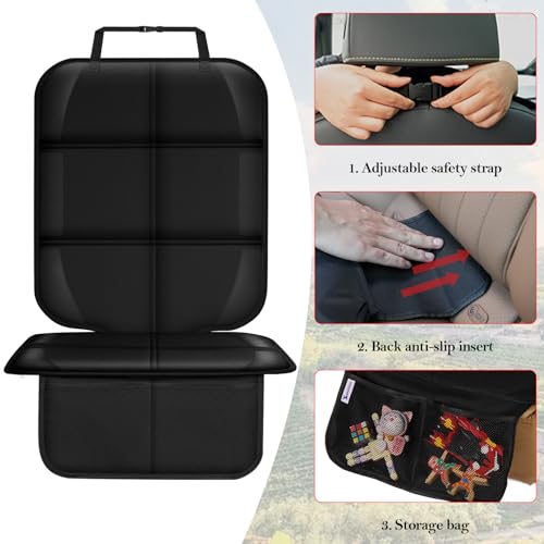 Meolsaek Car Seat Protector for Child Car Seat, Durable 600D Fabric Waterproof Car Seat Cover with Thick Pad Non-Slip Backing，No Imprints (Thicker Black-1pc) - color: Thicker Black-1pc