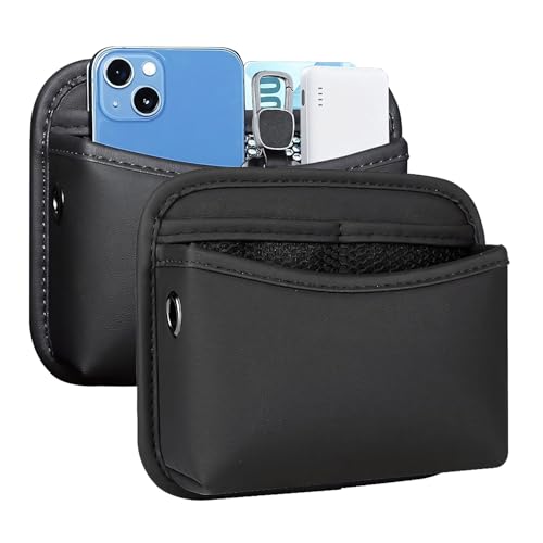 SOOPII 2Pack Car Seat Side Storage Pocket, PU Leather Small Organizer, Multifunctional Console Side Organizer Bag for Phone,Keys, Sunglass and Wallet (Black) - color: Black