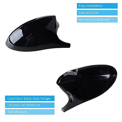 Side Mirror Cover Caps Compatible with BMW E90 E91 2005-2007, E92 E93 E81 E82 E87 E88 Pre-LCI Door Rearview Mirror Cap Replacement for 328i 325i, Gloss Black - size: Gloss Black, style: 05-07 E90