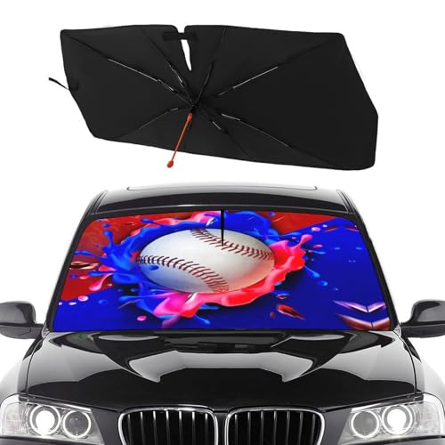 Socira Baseball Car Windshield Sunshade Umbrella Foldable Visor Umbrella Sun Shade Cover Sunshade Front Window Cover Car Accessories Blocks Uv Rays (57" X 30") - color: Color-BS1, size: 57X31 Inch