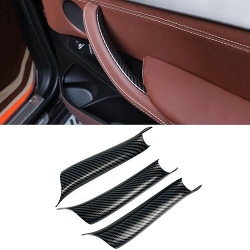 3PCS Car Door Handle Cover Fit for BMW X5 E70 F15 F85 2007-2018, X6 E71 F16 F86 2008-2019 Interior Door Pull Handles Protective Decorate Covers (F15 F16 Carbon Fiber Color) - color: F15 F16 Carbon fiber color