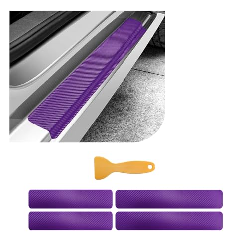 Dickno 4 PCS Car Door Sill Protector, 3D Carbon Fiber Auto Door Entry Edge Guard Protection Trim, Anti-Scratch Threshold Cover Strips, Sill Protection Sticker for Car SUV Truck (Purple) - color: 3D Purple