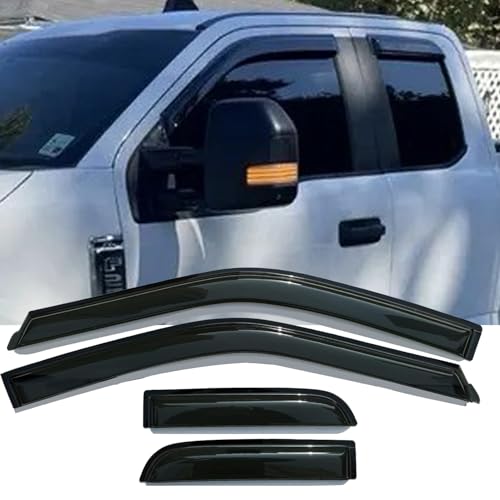 Window Visors Rain Guards for 15-24 Ford F-150 Extended Cab, for 17-24 Ford F-150 Raptor F-250 F-350 F-450, 17-22 F-550 SD Super Cab Side Window Deflectors Vent Visor Sun Shade - size: For F150 15-24 Extended Cab