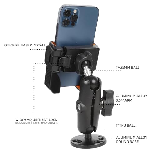 xik Phone Mount Holder for Boat Kayak Car Truck UTV - Round AMPS Base, [1s Lock & Release][360° Adjustable], Fits 4.7"-7.2" Phones, Heavy Duty, Wall Mount - style: Short style