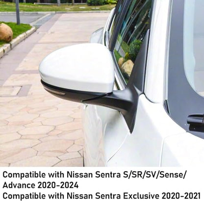 Moonlinks Compatible with Nissan Sentra 2020 2021 2022 2023 2024 Side Mirror Cover Replacement, White Left Driver & Right Passenger Clip-on Mirror Cap for Sentra S/SR/SV/Sense/Advance/Exclusive - color: Pure White-Pair