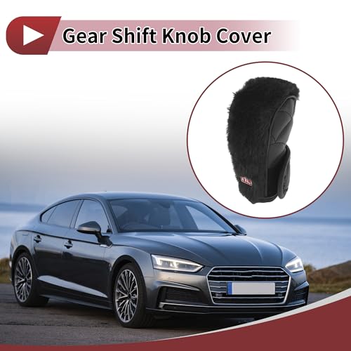 1 Pc Gear Shift Knob Cover Decoration Stick Shifting Handle Protector 12x5cm/4.72"x1.97" Black Faux Leather