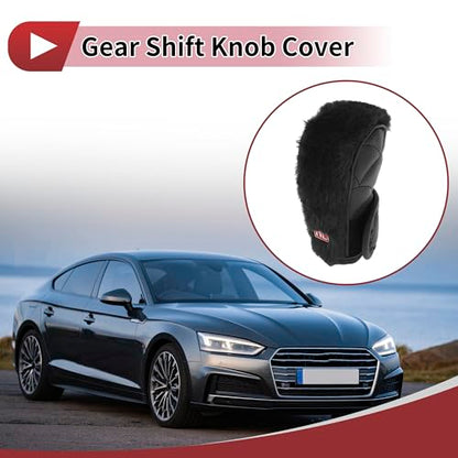 1 Pc Gear Shift Knob Cover Decoration Stick Shifting Handle Protector 12x5cm/4.72"x1.97" Black Faux Leather
