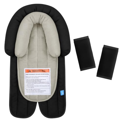 COOLBEBE Upgraded Babybody Support & Strap Covers Set for Newborn Infant Toddler - Extra Soft Breathable Car Seat Insert Cushion Pad, Perfect for Carseats, Strollers, Swing, Black - color: Black Set-cotton