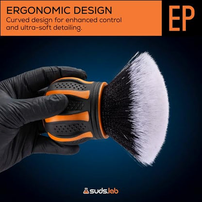 Suds Lab Elite-Plush Detailing Brush with Stand – Ultra-Soft Detailing Brushes with Synthetic Bristles – Metal-Free Auto Brush for Scratch-Free Cleaning on Piano Black & Clusters - size: Synthetic Hair