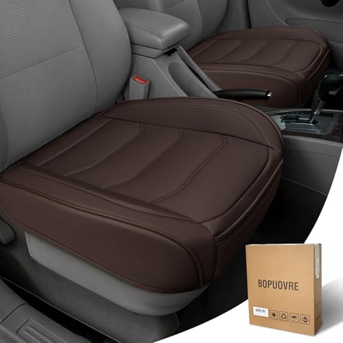 BOPUOVRE Car Seat Cover for Luxury & Comfort - PU Leather, Anti-Slip, Full Wrap Protection with Storage Pocket for Bottom Cushion - Universal Fit for 95% of Vehicles (Coffee Color,2 Piece) - color: Coffee Color, size: 2 piece