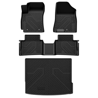 LASFIT Floor Mats & Cargo Mat Fits for Hyundai Kona 2026 2025 2024 N Line/SE/SEL/Limited (Not for EV), All Weather TPE Custom Fit Kona Car Mats & Trunk Liner,Full Set Car Accessories, Black - size: 2)For Hyundai Kona | 2024-2026 | Gas