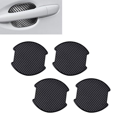 4PCS Car Door Handle Scratch Protector, 3D Fashion Carbon Fiber Auto Door Bowl Sticker, Vehicle Handle Paint Protective Film Cover Accessories, Universal for Most Vehicles (Black)