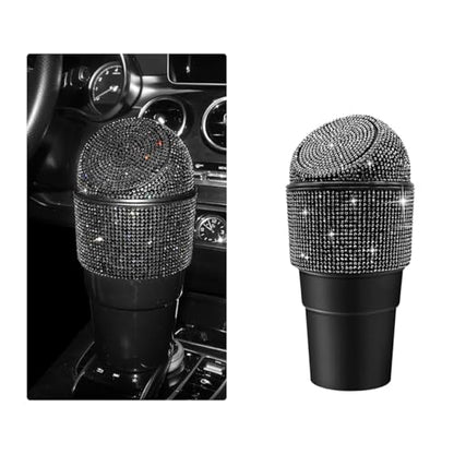 Yourkar Bling Car Trash Can with Lid, Sparkling Crystal Auto Garbage Can with Leak-Proof Lid, Multipurpose Waterproof Trash Bin for Automotive Home Office Kitchen Bedroom (Black) - color: Black