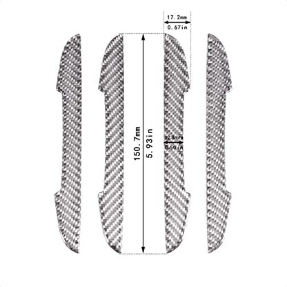 4Pcs Universal Real Carbon Fiber with 2mm Twill Woven Texture Door Edge Guard Paint Scratch Bumper Protector Anti Door Slam Silver Protective Pad Sticker Film for SUV Truck - size: L