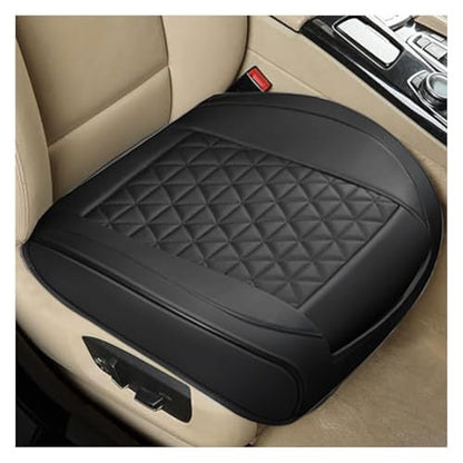 GLSOWEE Leather Car Seat Cover, Auto Front Bottom Seat Cover Luxury Car Seat Protector Anti-Slip Waterproof Cushion Cover with Storage Pocket, for Most Cars, Trucks, SUVs (Black) - color: Black