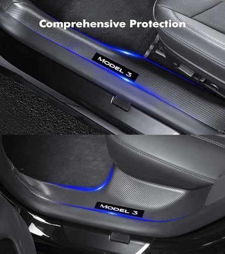 PM Auto Door Sill Trim Protector for Tesla Model 3 Highland 2023-2025 Accessories Scuff Plate Hallway Protector Vehicles Automotive Door Entry Guard Accessories 2025 2026 Refresh