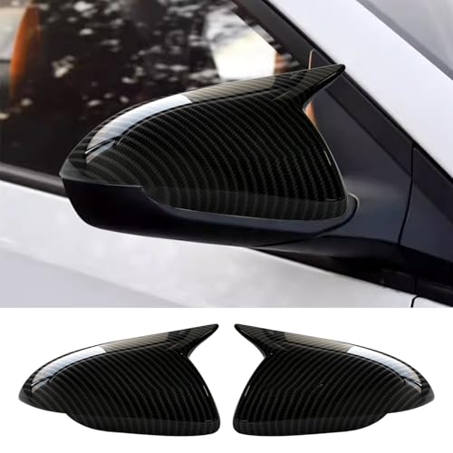 Compatible with Hyundai Elantra 2017 2018 2019 2020 without Turn Signal Accessories Car Exterior Ox Horn Design Door Side Rearview Mirror Guard Cover Trim Caps - Carbon Fiber Style 2PCS - color: Carbon Fiber, size: For Elantra 2017-2020 without Turn Signa