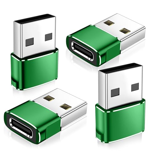 𝟒𝐏𝐚𝐜𝐤 𝐔𝐩𝐠𝐫𝐚𝐝𝐞𝐝 USB to USB C Adapter,Type-C Female to A Male Car Charger OTG Converter for Apple Watch Ultra 8 9 10,iPhone 16 15 14 13 Pro Max,Samsung S24,Nintendo Switch,AirPods,iPad,Car - color: Grenn