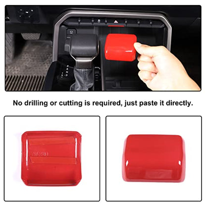 Aunginsy Car Gear Shifter Hand Brake Trim Cover Compatible with Toyota Tundra 2022+, Sequoia 2023+ & Tacoma 2024+, Automatic Center Console Gear Shift Head Knob Scratch Protector Cover ABS Accessories - color: Red(A)