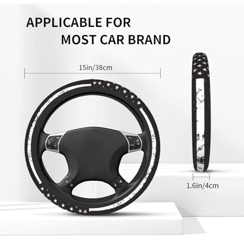 American Flag Steering Wheel Cover with 2 Car Coasters Non Slip Neoprene for Women Men Universal 15 Inch - color: American Flag