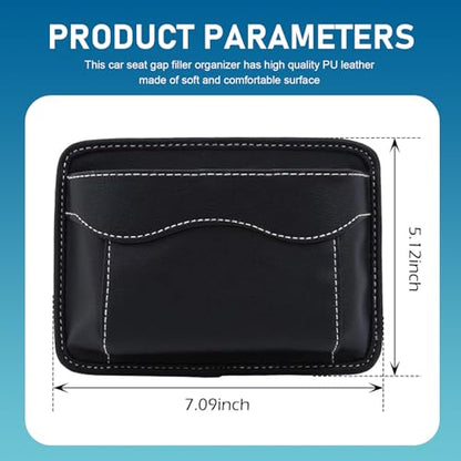 Car Seat Side Pocket Organizer, Premium PU Leather Auto Console Side Pocket, Universal Gap Bag & Pen Holder for Car, Mini Storage Pouch for Phone, Sunglass, Document and Automotive Tray(Black)