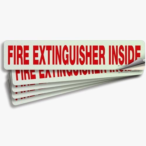 iSYFIX Fire Extinguisher Inside Sticker Sign – 5 Pack 12x2.5 Inch – Self-Adhesive Reflective Vinyl Decals, Laminated UV, Weather, Scratch, Fade Resistance, for Cars, Trucks, Trailers & Vehicles - color: White Reflective, size: 12x2.5 (5 Pack)