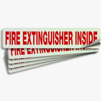 iSYFIX Fire Extinguisher Inside Sticker Sign – 5 Pack 12x2.5 Inch – Self-Adhesive Reflective Vinyl Decals, Laminated UV, Weather, Scratch, Fade Resistance, for Cars, Trucks, Trailers & Vehicles - color: White Reflective, size: 12x2.5 (5 Pack)