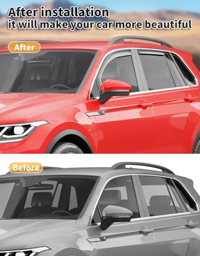 VW Tiguan Rain Guards for 2018-2024 Volkswagen Tiguan | in-Channel Window Deflectors |Rain Protection + Ventilation Easy Install | Extra-Durable Polycarbonate | 4-Piece Set - size: Fit for 2018-2024 Tiguan