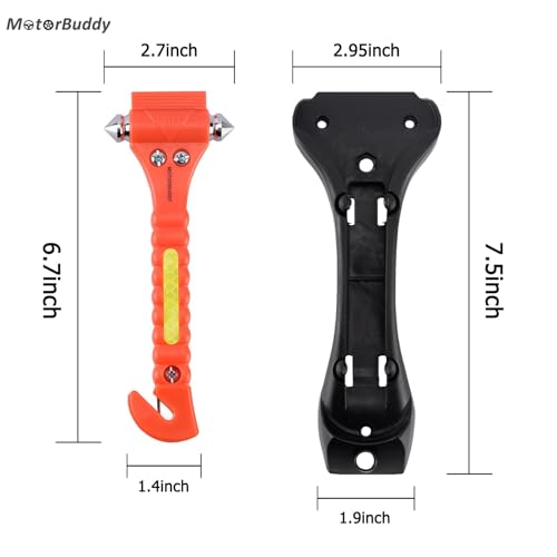 MOTORBUDDY 2-Pack Car Safety Hammer Seatbelt Cutter, Auto Emergency Escape Hammer with Window Glass Breaker and Seat Belt Cutter, Escape Tool for Car Accidents - color: Red Orange