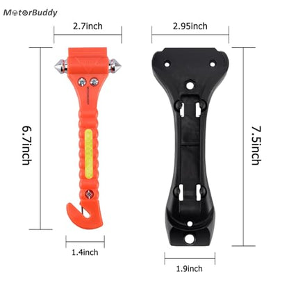 MOTORBUDDY 2-Pack Car Safety Hammer Seatbelt Cutter, Auto Emergency Escape Hammer with Window Glass Breaker and Seat Belt Cutter, Escape Tool for Car Accidents - color: Red Orange