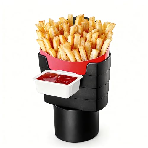 French Fry Holder and Sauce Holder Set for Car – Multifunctional Car Storage Organizer, Fun White Elephant Gift for Adults Stocking Stuffer for Men and Women